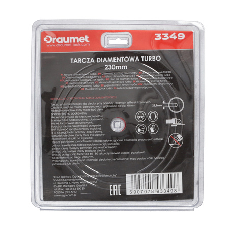 DRAUMET Tarcza diamentowa TURBO 230 x 2,5