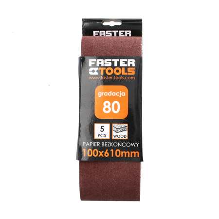 FASTER TOOLS taśma bezkońcowa 100x610mm gr. 80 5szt.