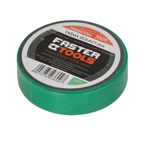 FASTER TOOLS Taśma izolacyjna żółta 15mm x 10m - 10 sztuk