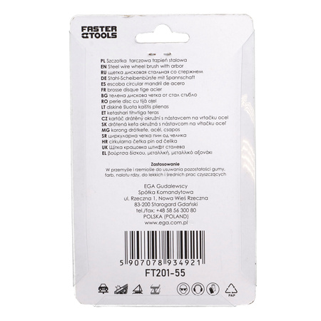 FASTER TOOLS Szczotka tarczowa, trzpień stalowa 60 15