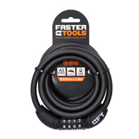 FASTER TOOLS zabezpieczenie rowerowe spiralne fi 10mm x 1,8m szyfr