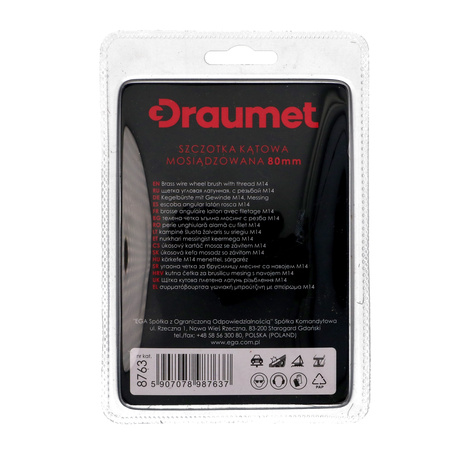 DRAUMET Szczotka kątowa mosiądzowana z gwintem M14 80 15