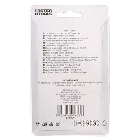FASTER TOOLS Nylonowa szczotka tarczowa z trzpieniem 65 mm