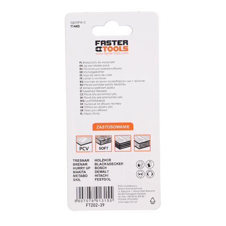 FASTER TOOLS Brzeszczot do wyrzynarki, uchwyt T144D 6 100