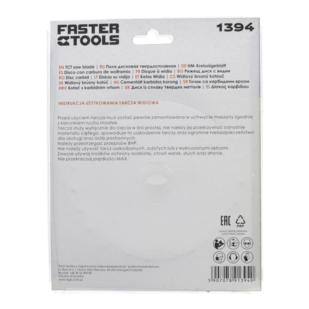 FASTER TOOLS Tarcza widiowa do cięcia drewna 130 x 20 24 1,8 1,3