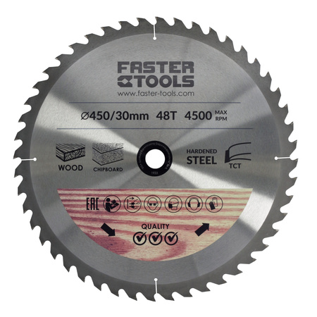 FASTER TOOLS Tarcza widiowa do cięcia drewna 450 x 30 48 3,0 2,5
