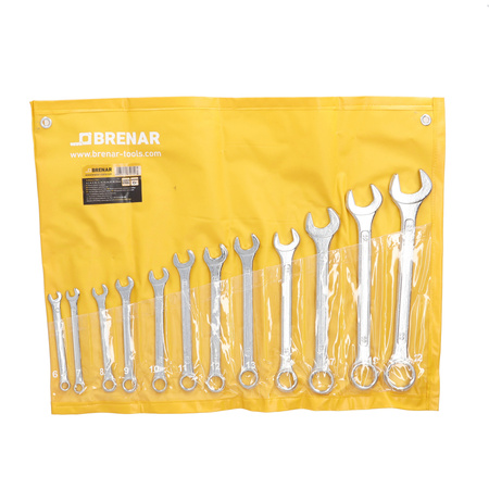 BRENAR klucze płasko-oczkowe 12cz. 6-22mm