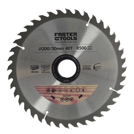 FASTER TOOLS Tarcza widiowa do cięcia drewna 200 x 30 40 1,9 1,4