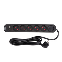 FASTER TOOLS przedłużacz czarny 5gniazd 3,0m z wyłącznikiem USB-A/USB-C
