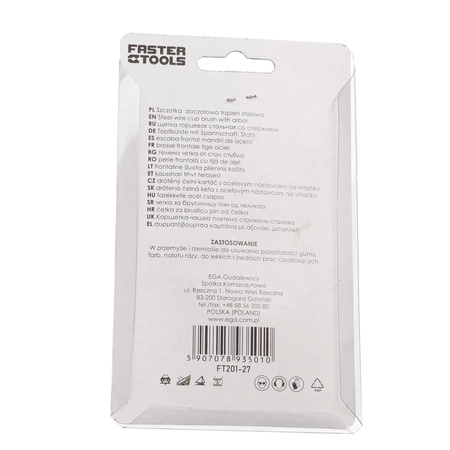 FASTER TOOLS Szczotka doczołowa trzpień, stalowa 60 mm