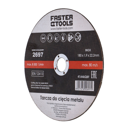 FASTER TOOLS Tarcza do cięcia metalu INOX 115 x 1,0