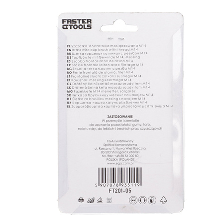 FASTER TOOLS Szczotka doczołowa mosiądz. Gwint M14 60 20