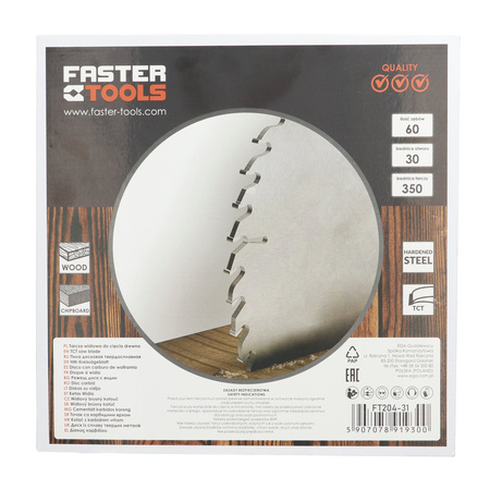 FASTER TOOLS Tarcza widiowa do cięcia drewna 350 x 30 60 2,5 2,2