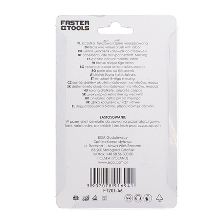 FASTER TOOLS Szczotka tarczowa, trzpień mosiądz 65 15