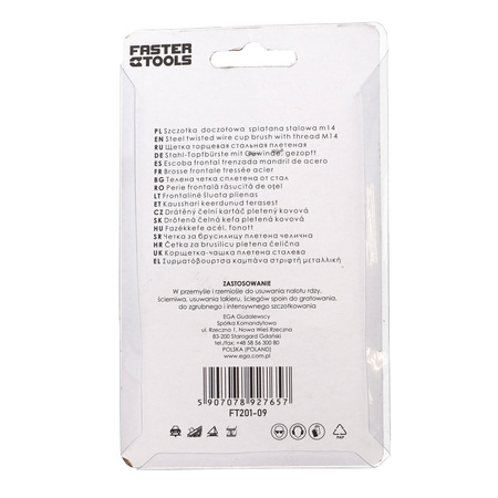 FASTER TOOLS Szczotka doczołowa splatana stalowa Gwint M14 60 mm