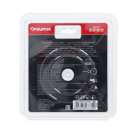 DRAUMET Tarcza diamentowa pełna 125