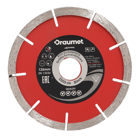 DRAUMET tarcza diamentowa do bruzd 125x22,23x6,4mm