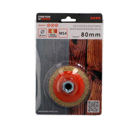 FASTER TOOLS Szczotka kątowa mosiądz. Gwint M14 80 mm