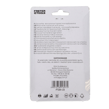 FASTER TOOLS Szczotka doczołowa, trzpień mosiądz. 75 20