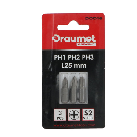 DRAUMET PREMIUM Bity PH1, PH2, PH3 - 3 sztuki 25