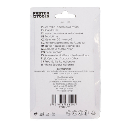 FASTER TOOLS Szczotka doczołowa M14 nylonowa 75 mm