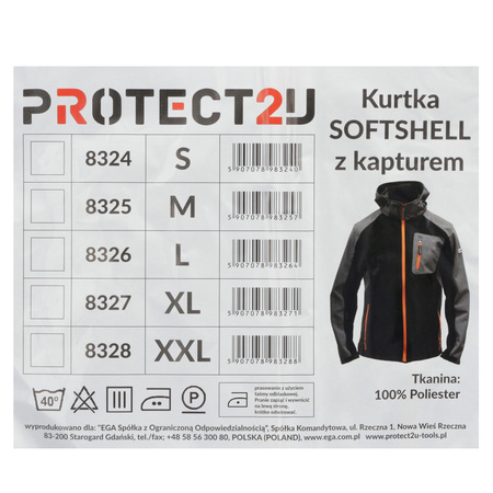 PROTECT2U Kurtka SoftShell z kapturem S