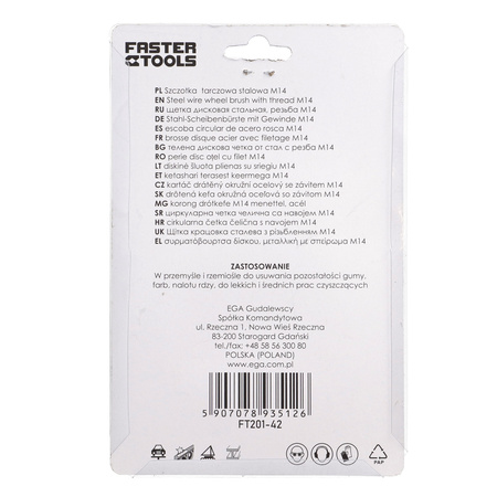 FASTER TOOLS Szczotka tarczowa stalowa. Gwint M14 80 15