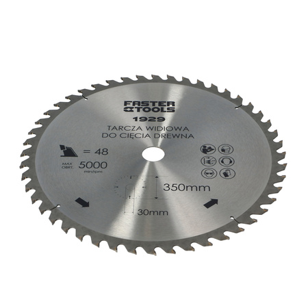 FASTER TOOLS Tarcza widiowa do cięcia drewna 350 x 30 48 2,5 2,2