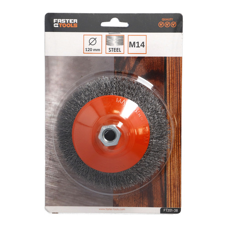 FASTER TOOLS Szczotka kątowa stalowa. Gwint M14 120 25
