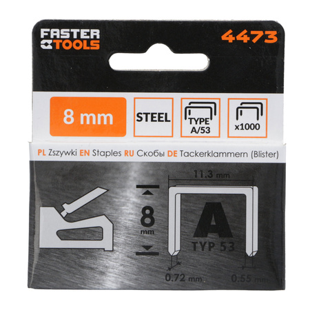 FASTER TOOLS zszywki 8mm TYP A53 1000szt.