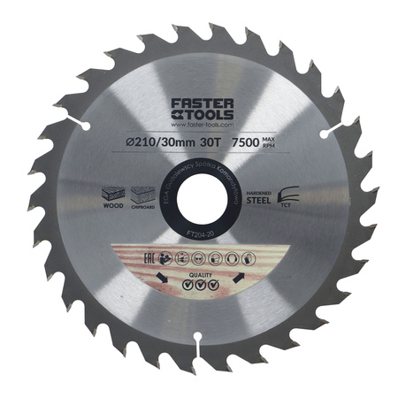 FASTER TOOLS Tarcza widiowa do cięcia drewna 210 x 30 30 2,0 1,6