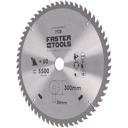 FASTER TOOLS Tarcza widiowa do cięcia drewna 300 x 30 60 2,5 2,0