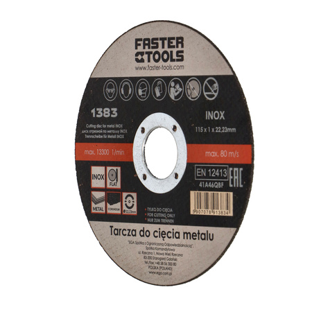 FASTER TOOLS Tarcza do cięcia metalu INOX 115 x 1,0