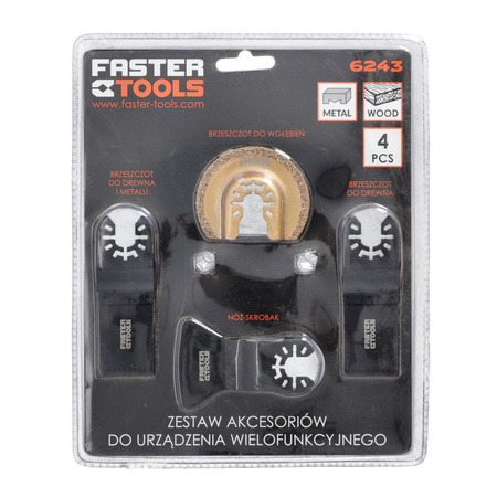 FASTER TOOLS zestaw akcesoriów do urządzenia wielofunkcyjnego 4cz.