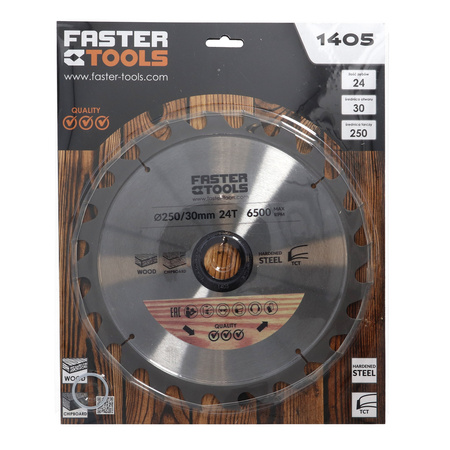 FASTER TOOLS Tarcza widiowa do cięcia drewna 250 x 30 24 2,3 1,8