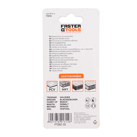 FASTER TOOLS Brzeszczot do wyrzynarki, uchwyt T, T101D 6 100