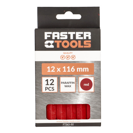 FASTER TOOLS kreda techniczna do znakowania czerwona 12szt.