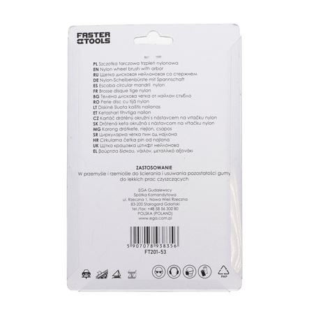 FASTER TOOLS Nylonowa szczotka tarczowa z trzpieniem 100