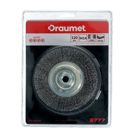 DRAUMET Szczotka tarczowa stalowa z gwintem M14 120 30