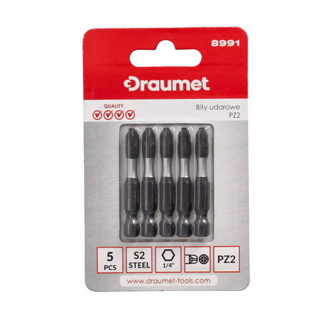 DRAUMET bity udarowe PZ2 50mm S2 5szt.