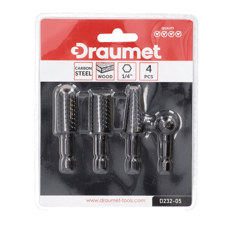 DRAUMET frezy do drewna uchwyt HEX 1/4" komplet 4 szt.