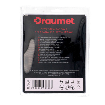 DRAUMET Szczotka kątowa splatana stalowa z gwintem M14 120 25