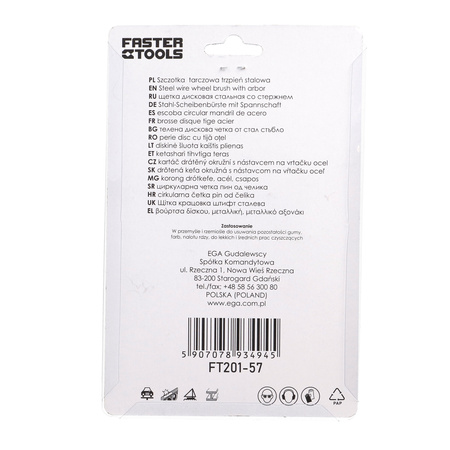 FASTER TOOLS Szczotka tarczowa, trzpień stalowa 100 20