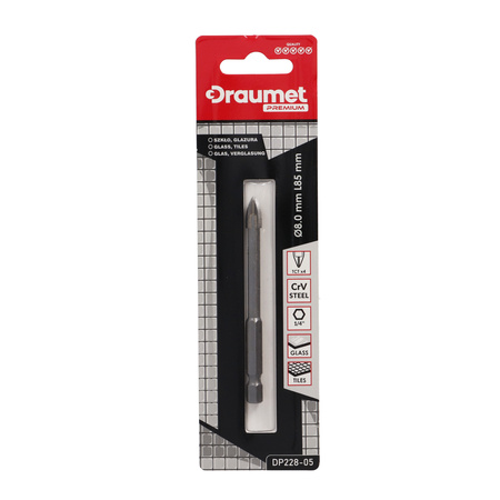 DRAUMET PREMIUM Wiertło do szkła i glazury 4-ostrzowe 8 x 85 mm