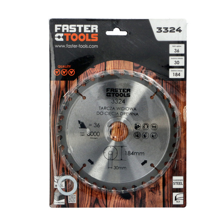 FASTER TOOLS Tarcza widiowa do cięcia drewna 184 x 30 36 1,9 1,4