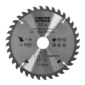 FASTER TOOLS Tarcza widiowa do cięcia drewna 184 x 30 36 1,9 1,4