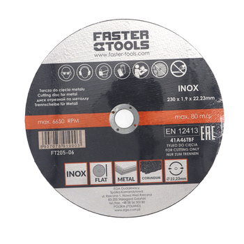 FASTER TOOLS Tarcza do cięcia metalu INOX 230 x 1,9
