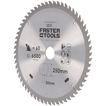 FASTER TOOLS Tarcza widiowa do cięcia drewna 250 x 30 60 2,3 1,8