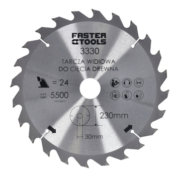FASTER TOOLS Tarcza widiowa do cięcia drewna 230 x 30 24 2,0 1,6