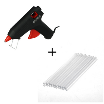 Zestaw DRAUMET pistolet na wkłady klejowe 11mm 60W + FASTER TOOLS wkłady klejowe super przezroczyste 11mm 200mm 10szt.